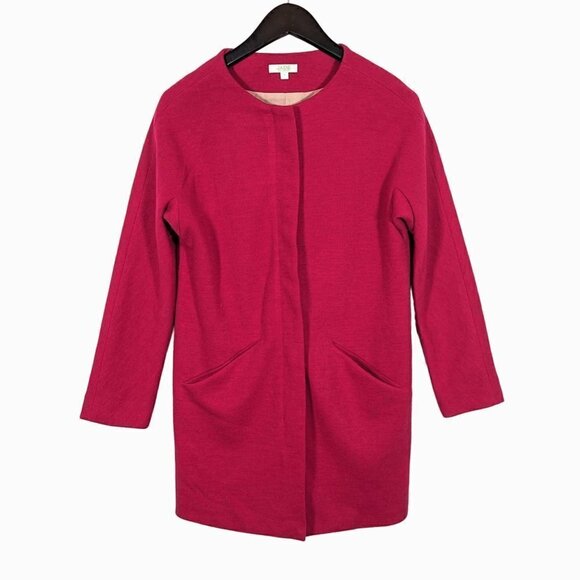 Jade Melody Tam Hot Pink Trench Coat Full Zip Wool Blend Jacket Stretch Size S - Picture 1 of 8